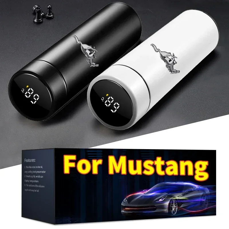 500ml Portable Car Logo Intelligent Stainless Steel Thermos Bottle For Ford Mustang FIESTA Focus Shelby GT350 Kuga Fusion F-150