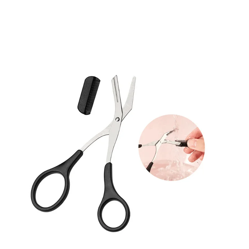3-teiliges Augenbrauen-Trimm-Set aus Edelstahl mit Pinzette, Schere, Kamm und Rasierer für Make-up und Gesichtspflege – Detail 6