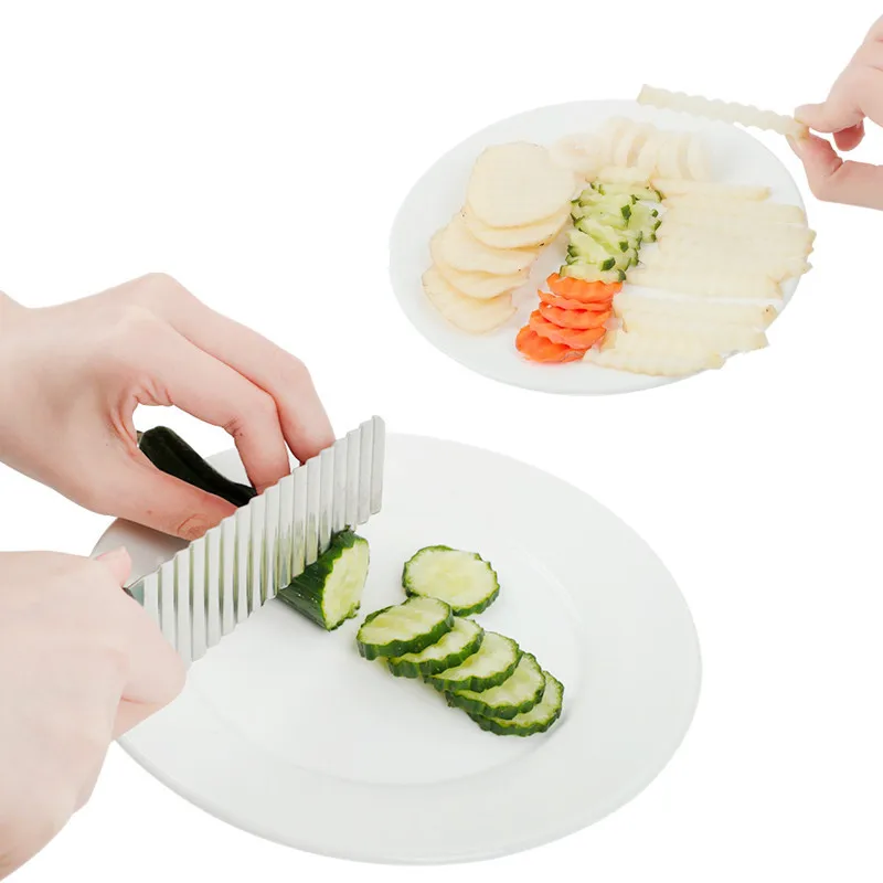 2026 New Wavy Edge Potato Cutter Stainless Steel French Fries Slicer Vegetable Chopper Durable Kitchen Gadget Accessory
