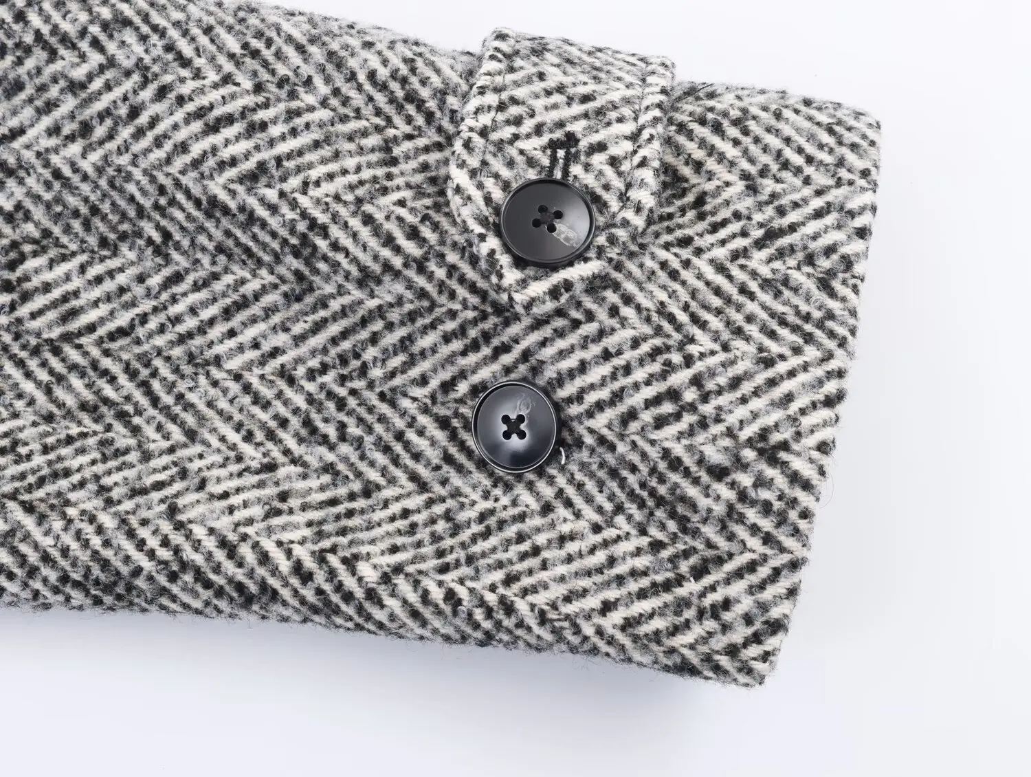 ZA&JIA New Women's Clothing: European and American Style Fashionable Herringbone Pocket Loose Casual Coat