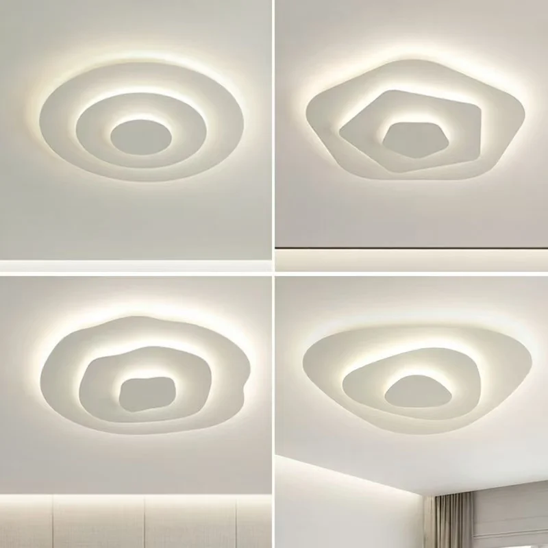 

Nordic Minimalist Bedroom Ceiling Light Modern Minimalist Ultra-thin Water Wave Room Master Bedroom Cream Style Lighting Fixture