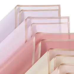 3Pcs Waterproof Gold Border Jelly Film Flower Wrapping Paper Translucent Gift Packing Bouquet Wrapped Paper Christmas Decor