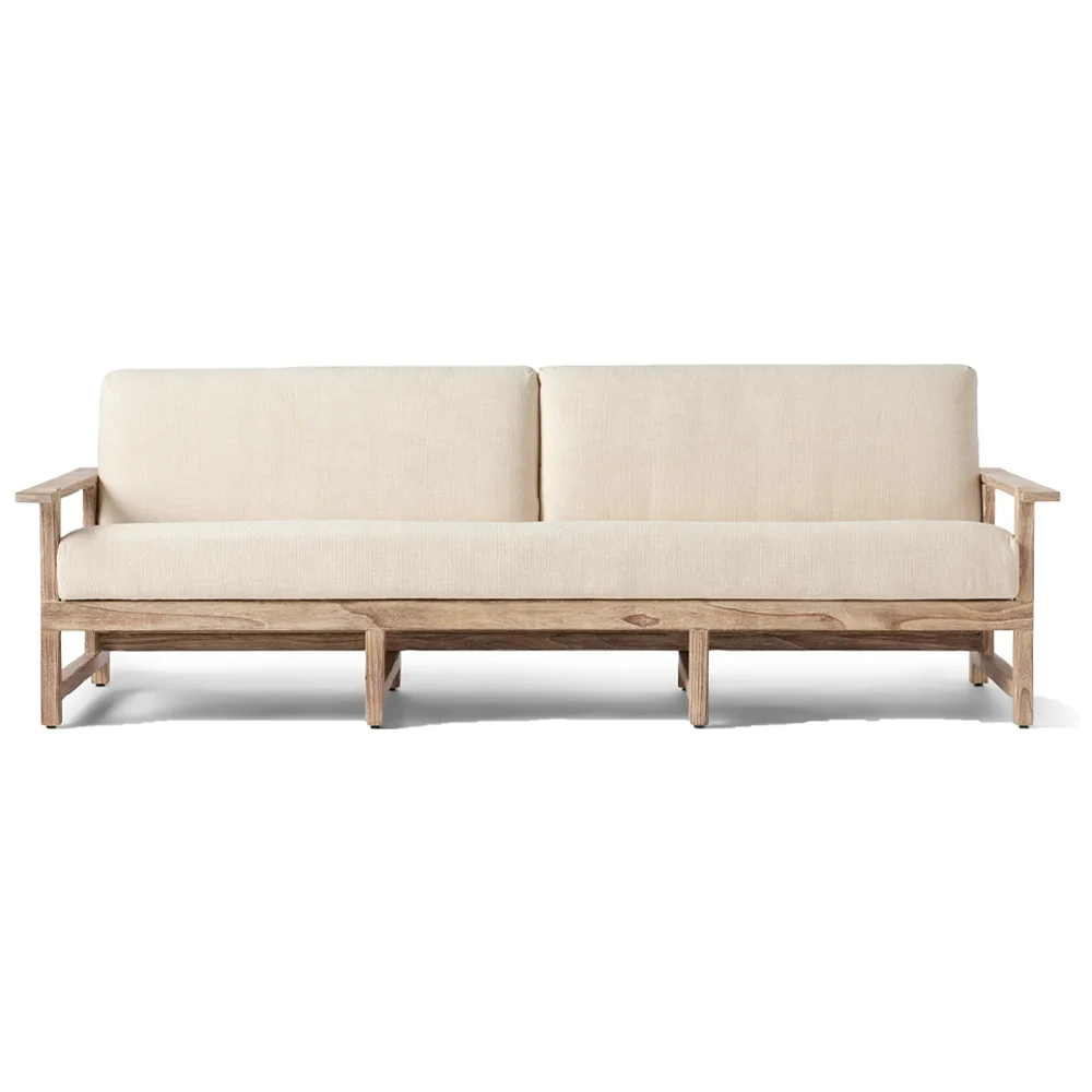 

Premium Outdoor Sectional a Grade Teak Frame Moisture Proof Cushions Unfinished Look Good Quality