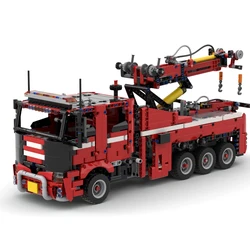 1984Pcs MOC Technical Heavy Duty Tow Truck Double Cab Wrecker Pneumatic  Engineering Vehicle Building Blocks Car bricks Toy Gift