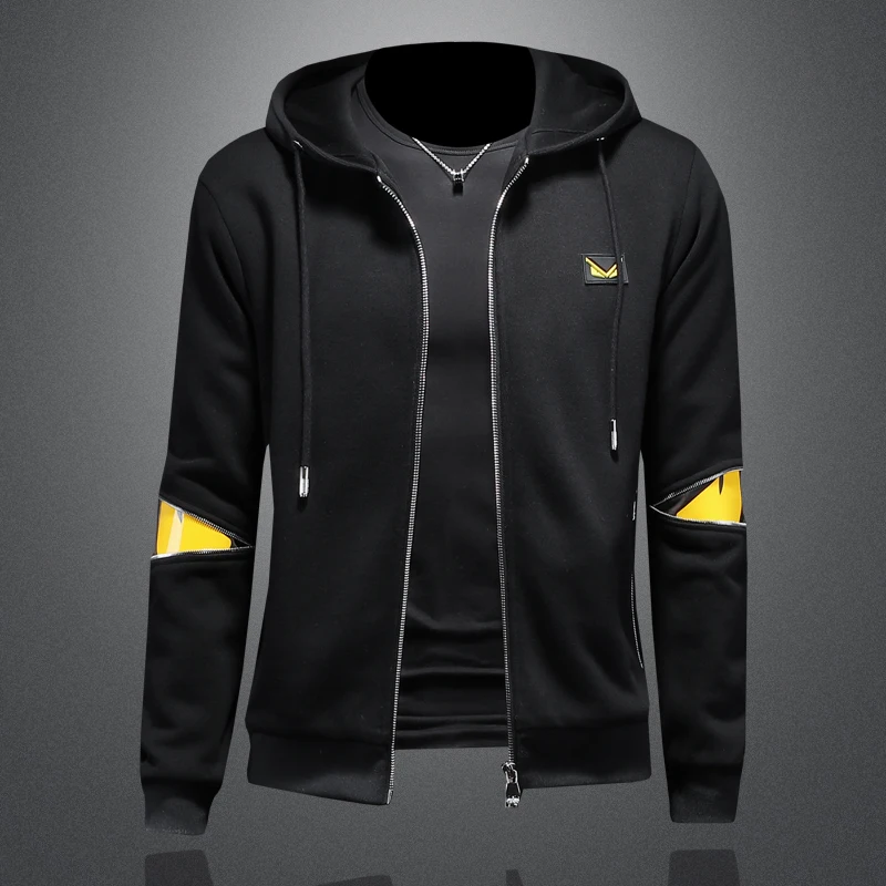 

Spring 2024 Men's Knitted Hoodie Jaet Thin Cardigan Sweatirt Large Size Polyester Pure Color Zipper Closure Long Sve S...