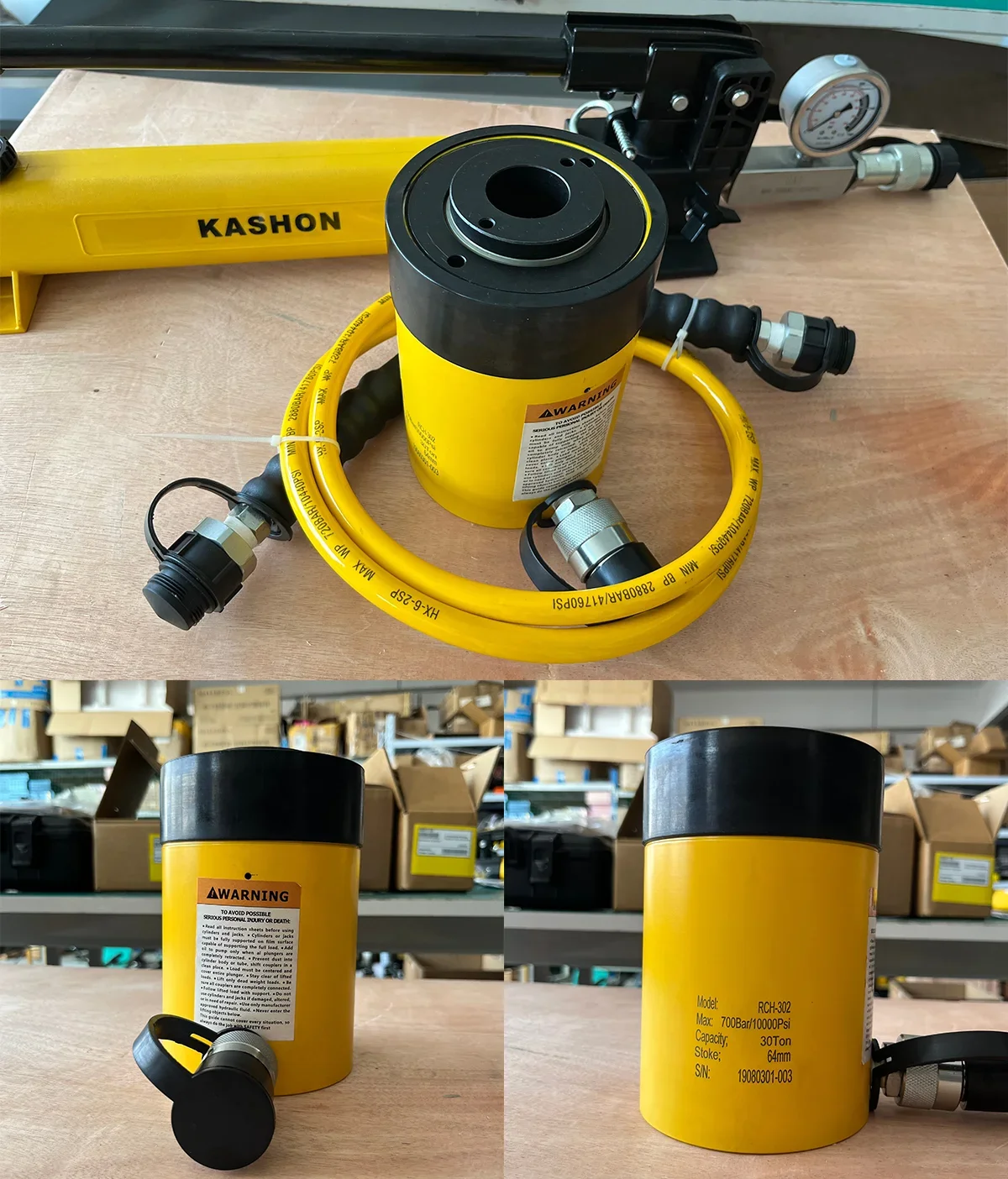 Series 13 20 30 60 95 Tons Single Acting Hollow Plunger Hydraulic Cylinder Jack With Center Hole