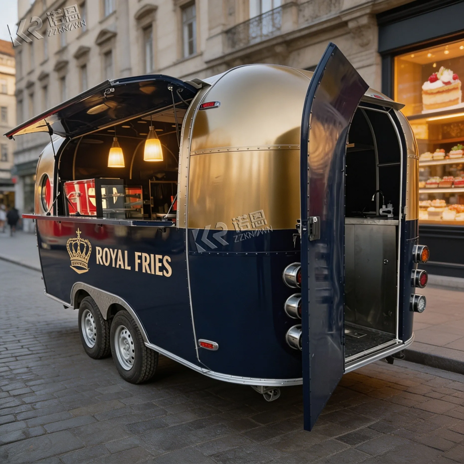 Luxury Colorful Commercial Food Truck Pink Food Trailer Outdoor Mobile Food Truck Trailer with Concession Window