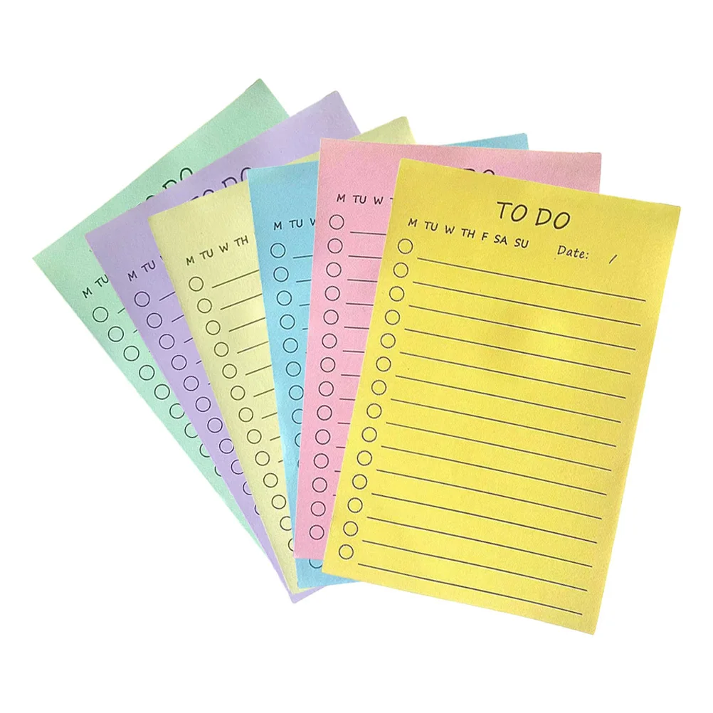 

6pcs Self-Adhesive Memo Pads Colored Small Notepads For Office Use Adorable Sticky Tabs Creative Memo