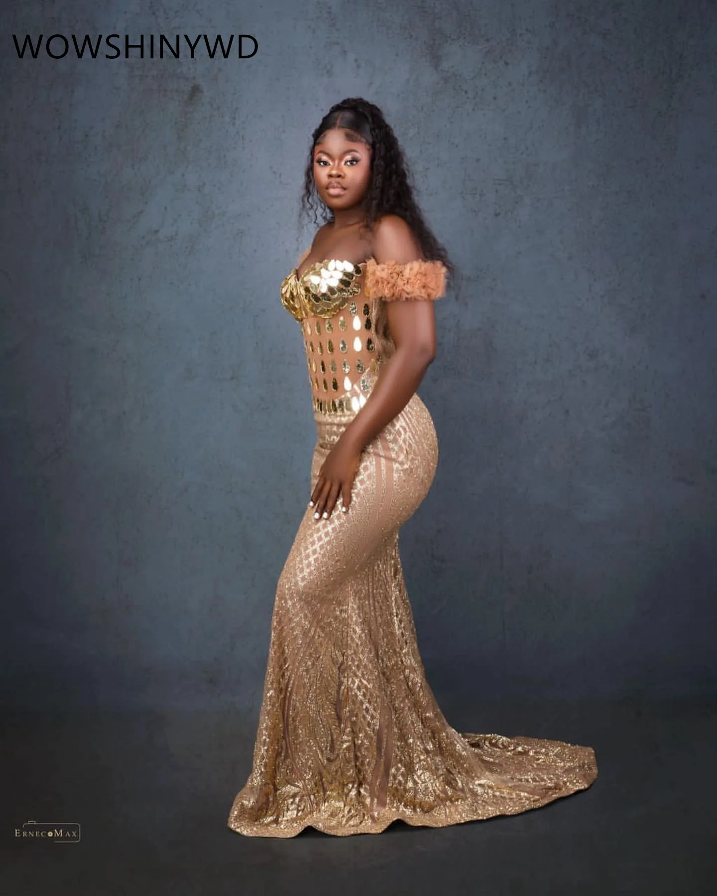 2024 Aso Ebi Gold Mermaid Prom Dresses Crystals Beaded Evening Formal Party Second Engagement Birthday Gowns Dresses ZJ112