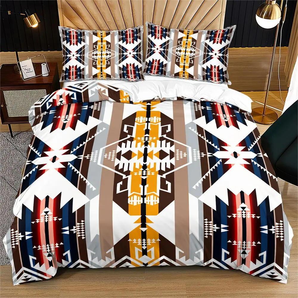 Boho Geometric Duvet Cover Set Tribal Aztec Print Bedding Set Soft Microfiber Digital Printed Comforter Cover Home Decor