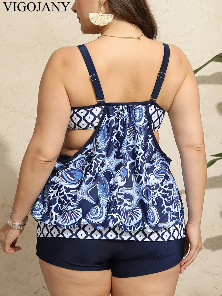 VigoJany Sexy 2025 Print Strapped 2-częściowy zestaw tankini Plus Size Strój kąpielowy damski z wysokim stanem Push UP Strój kąpielowy bez pleców