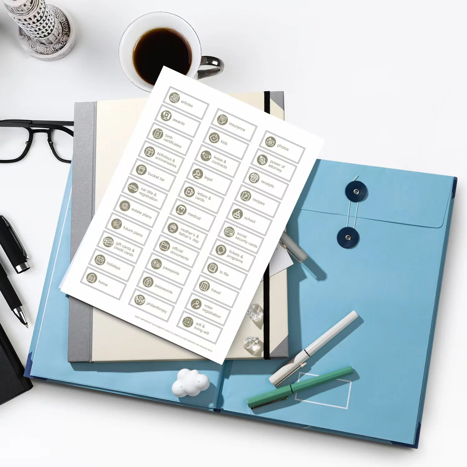 W etui I Go Missing Binder Folio Organizer na dokumenty Rozszerzające kieszenie na teczki na dokumenty Akordeon Organizator na dokumenty Organy kieszonkowe — zdjęcie produktu 3