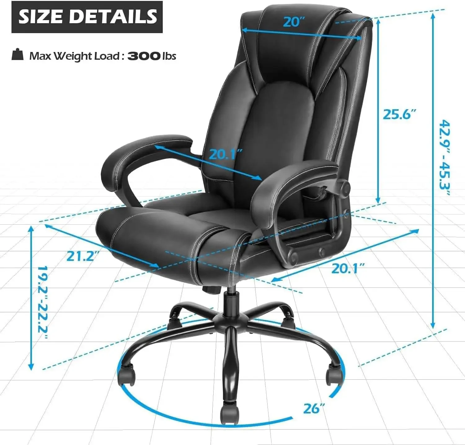 Office Chair Executive Office Chair Desk Computer Chair with 5-Year hydrolysis-Resistant Leather Spring Cushion