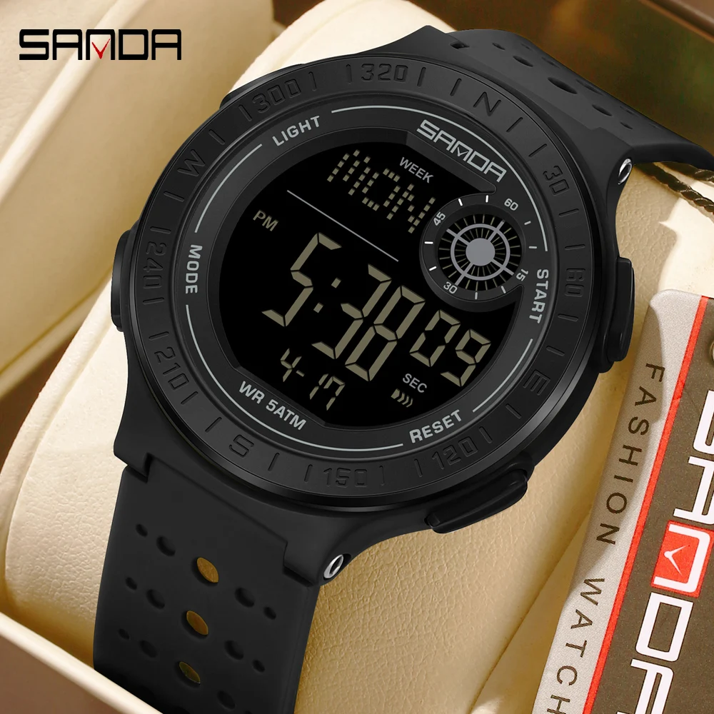 SANDA Fashion New Men Watch LED Digital Waterproof Clock Military Sports Waterproof Multifunction Chronograph Watch