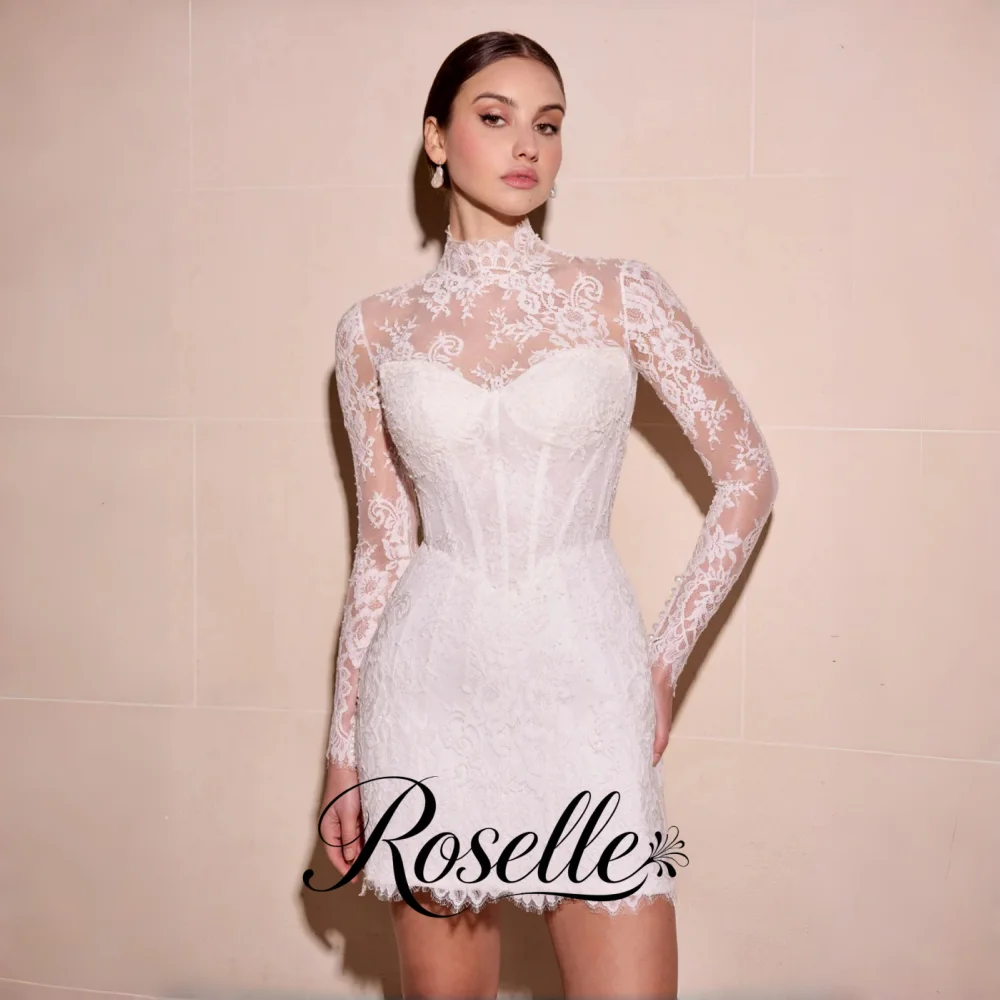 Wedding Qw - ROSELLE Koronkowa Mini Suknia Ślubna z