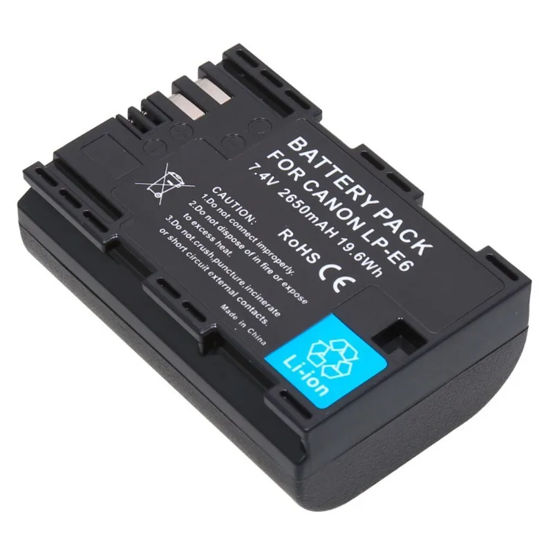 LP-E6 7.4V 19.6Wh 2650mAh Lithium-ion Rechargeable Battery for Canon EOS 5DS R 5D 6D 6D2 7D Mark II High Quality Camera Battery