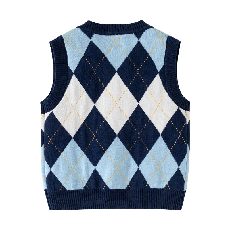 3-7T Karierte Ärmellose Herbst-Frühlings-Pullover für Jungen und Mädchen Kinderkleidung Bestseller Baby-Kostüm – Detail 9