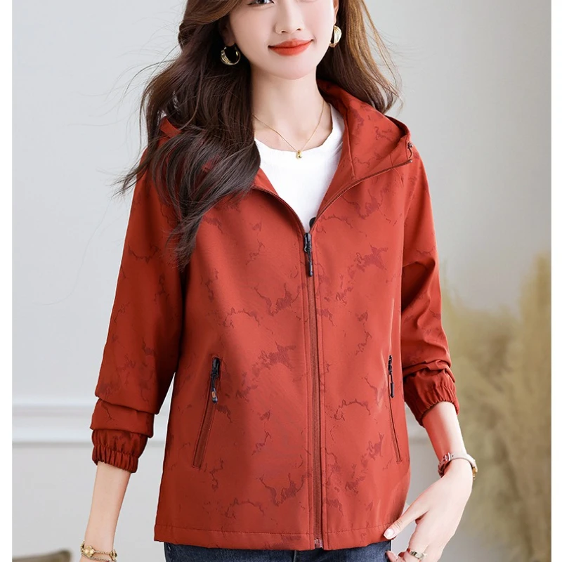 

Короткий плащ, женское весенне-осеннее пальто, новая куртка с капюшоном и принтом, повседневные спортивные ветровки, женская верхняя одежда Gabardina Mujer