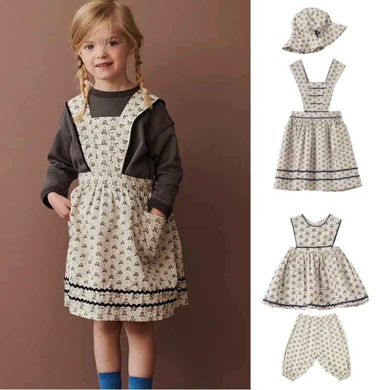 

Girls' Dress 2023 Summer New Print Fashion Girls' Straps Dress Cotton Cute Infant Mosquito-proof Trousers Children's Clothing