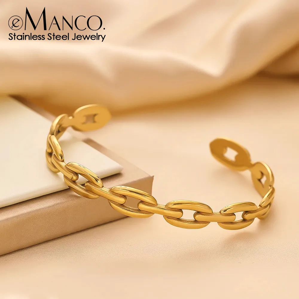 eManco جودة عالية الفولاذ المقاوم للصدأ الإسورة هندسية الهيكل العظمي مطلية بالذهب سوار العصرية السيدات المجوهرات هدية بالجملة