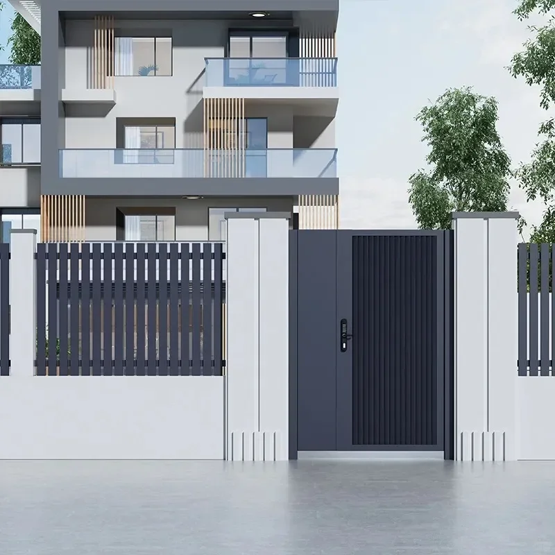 Modern Simple Electric Aluminum Alloy Gate for Villa Courtyard Outdoor Double Swing Casement Door Fence