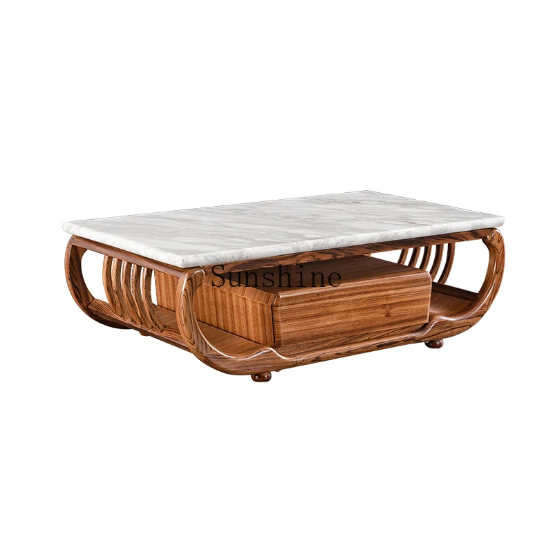 

Light luxury solid wood furniture marble coffee table TV cabinet combination modern simple living room home