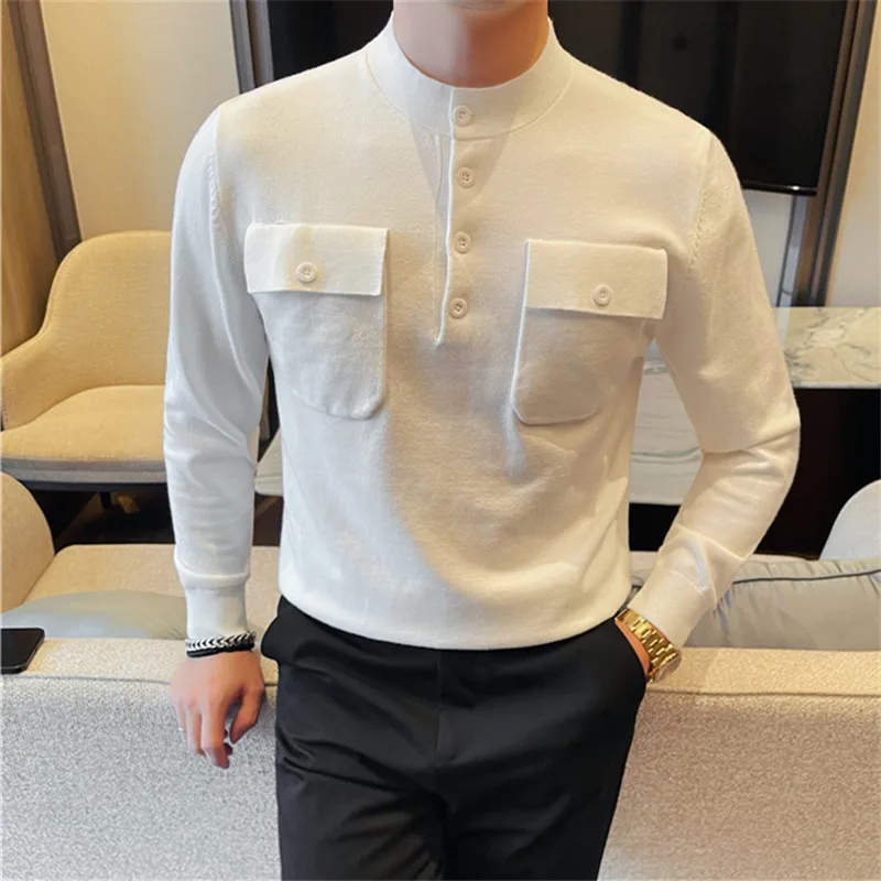 Autumn Men's Slim Fit Knitted Pullovers O-Neck Solid Color Fashion Youthful Vitality Knit Sweater Men Korean Style Warm Pullover