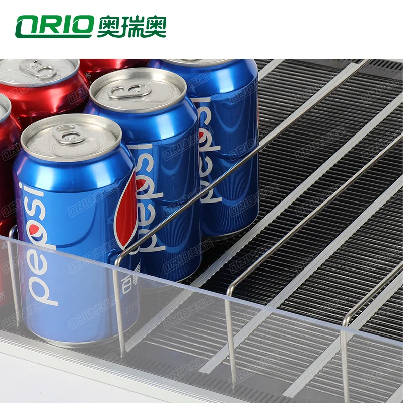 Auto-feed Gravity Beverage Display Shelf Freezer Drink Bottle Glides Stand Basket Supermarket Cooler Gravity Feed Roller Shelf