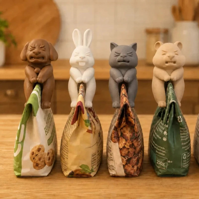 4-Pack Random Style Color Cute Animal Bag Sealing Clips, Keeping Your Coffee, Cereal, Candy, And Snack Bags Tightly Sealed