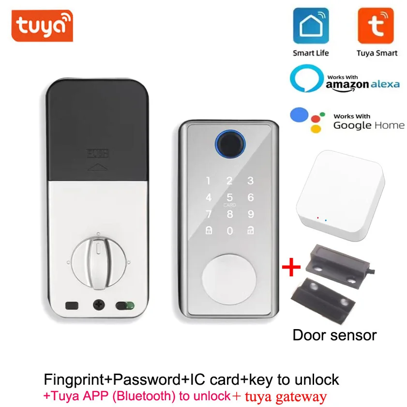 Tuya TTlock APP Smart Card Security Biometric Fingerprint Door Locks Password Keyless Entry Anti-theft for Hotel