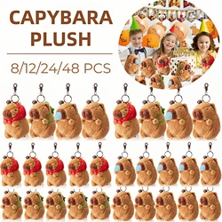 8-48 Pcs Capybara Plush Keychain Cute Capybara Stuffed Animals Toys Fluffty Animal Keyring Pendant for Backpack Birthday Gift