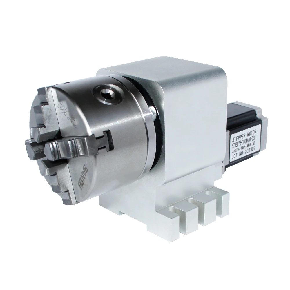 K12-130 CNC 4 Axis Rotary 130mm 4 Jaws Chuck 1:10 Rotary Axis 4th Axis Chuck Tailstock for CNC Router Milling Machine