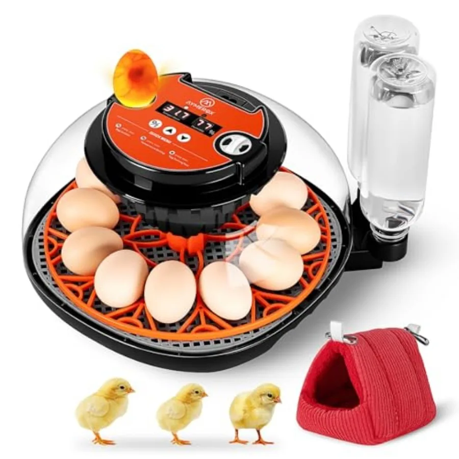 

12 Egg Incubator for Hatching - Chicken Duck Quail and Goose Automatic Egg Turner Temperature and Humidity Control Digital LED