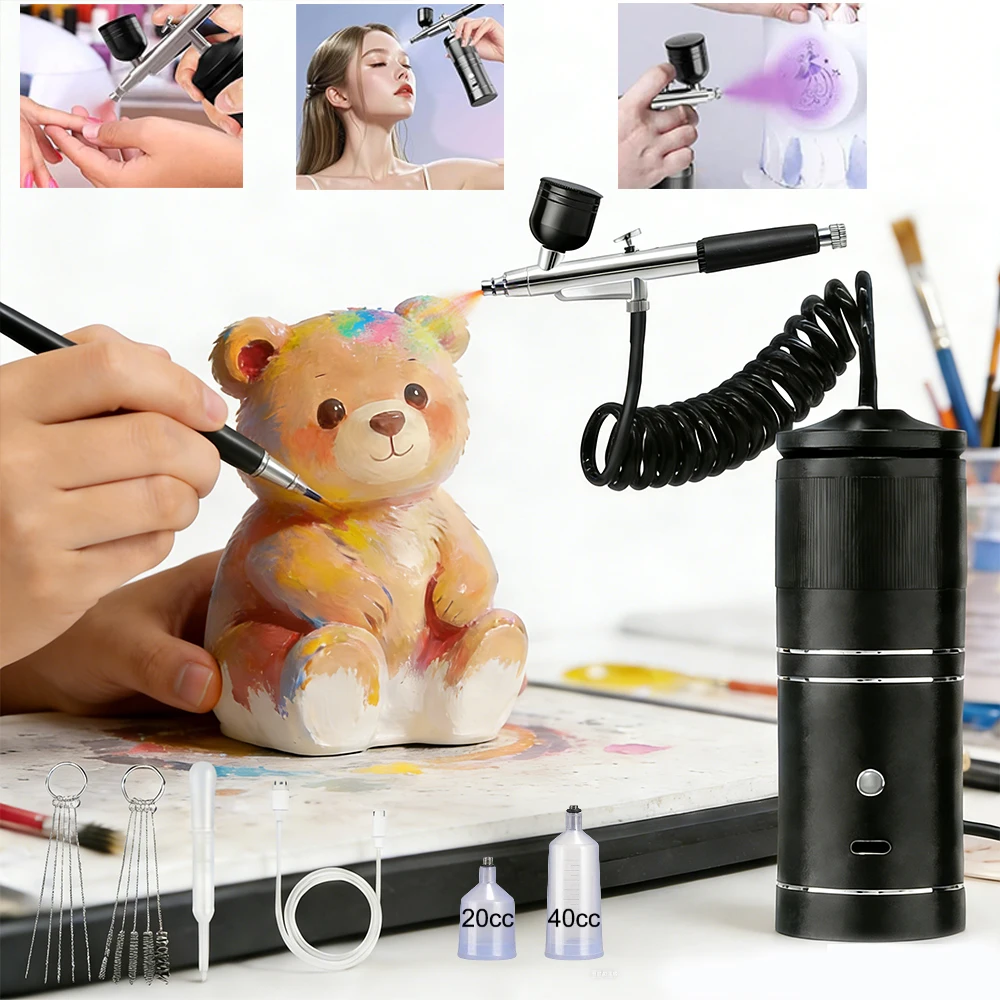 

Аэрограф для ногтей с компрессором для рисования ногтей, декор для торта, ручной портативный аэрограф для ногтей, краска для макияжа, режим окраски