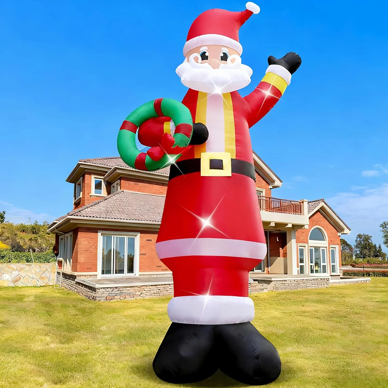 

20FT Christmas Giant Inflatable Outdoor Decorations, Blow Up Santa Claus Yard Decoration, Xmas Decor Build-in LED Lights for Gar