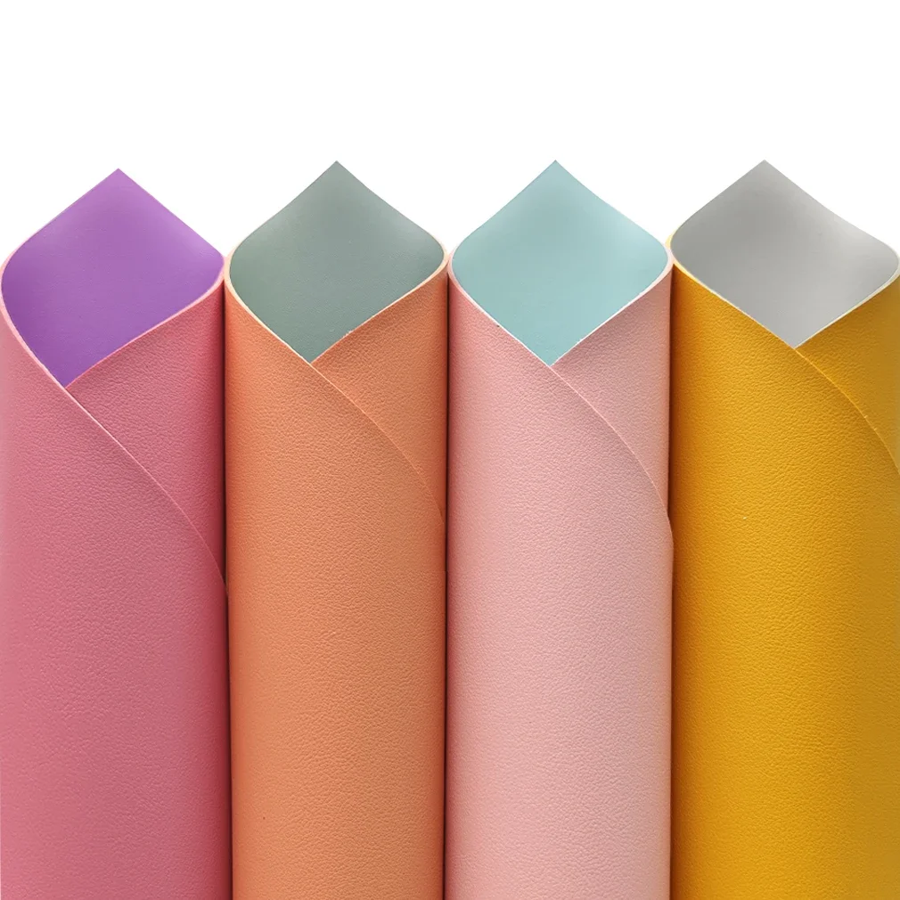 Double-sided Leatherette Pastel Solid Color Faux Leather fabric for Making Card Holder Cover Bag Waist Belt Earrings DIY30*135CM