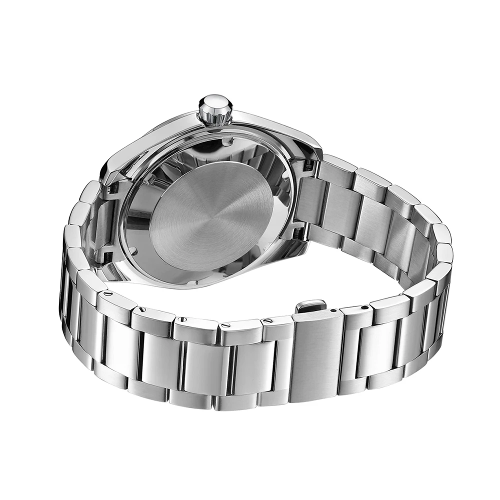 PHYLIDA 40MM NH35 Automatyczny Zegarek Niebieska Tarcza Klasyczny Mechaniczny Zegarek na Rękę Solidna Stal Nierdzewna Szkło Szafirowe Kopułkowe AT150