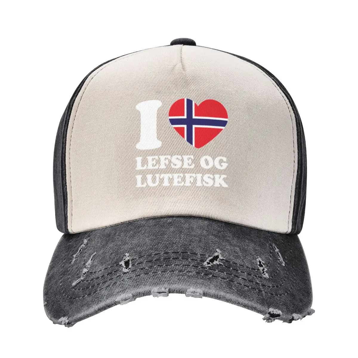 I Love Lefse and Lutefisk Norwegian Flag Heart Baseball Cap Anime Horse Hat Trucker Cap Women's 2025 Men's