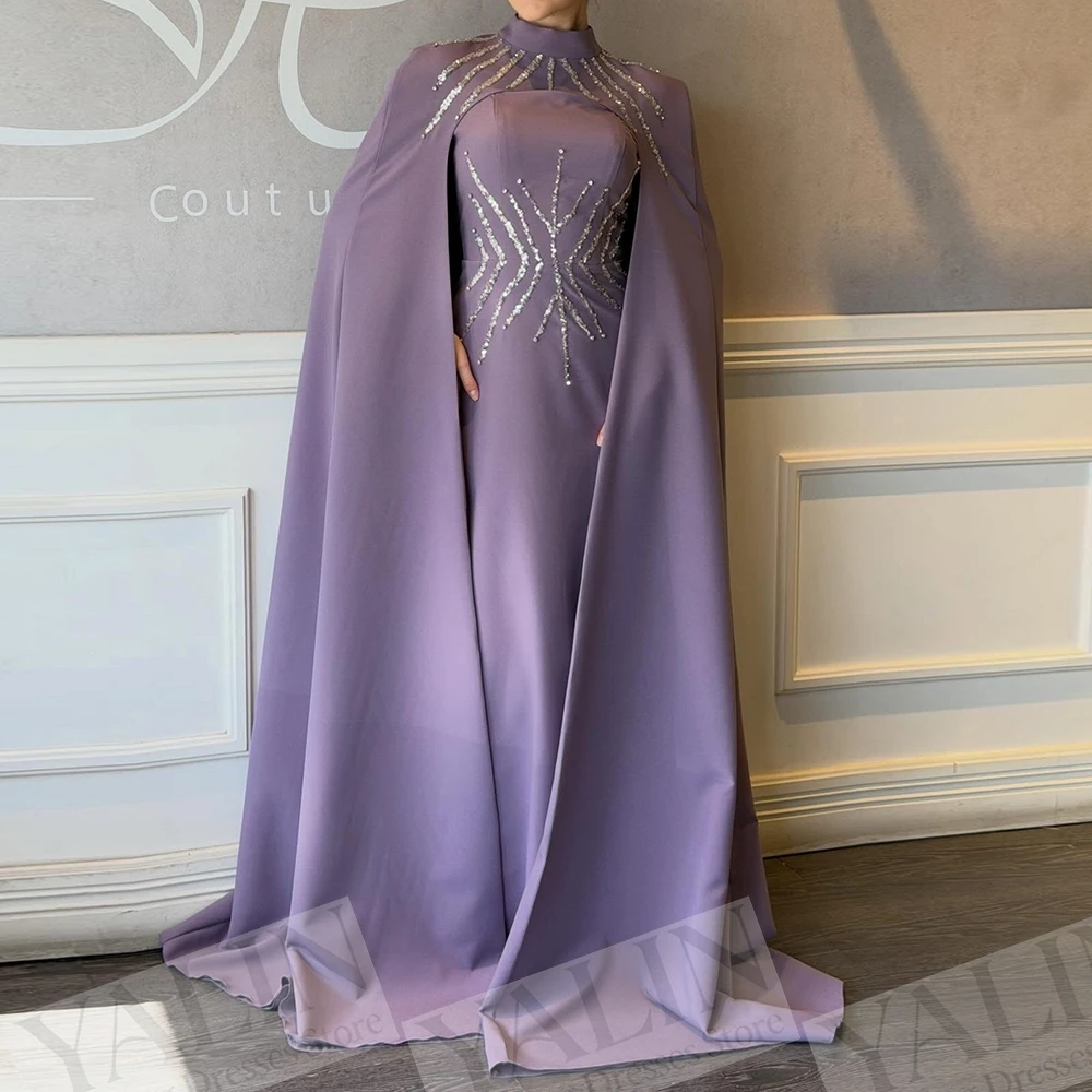 

Women's A-line Evening Dresses Floor-length High-neck Sleeveless Prom Dresses Fashion Sequined Stole Button Customized Gowns