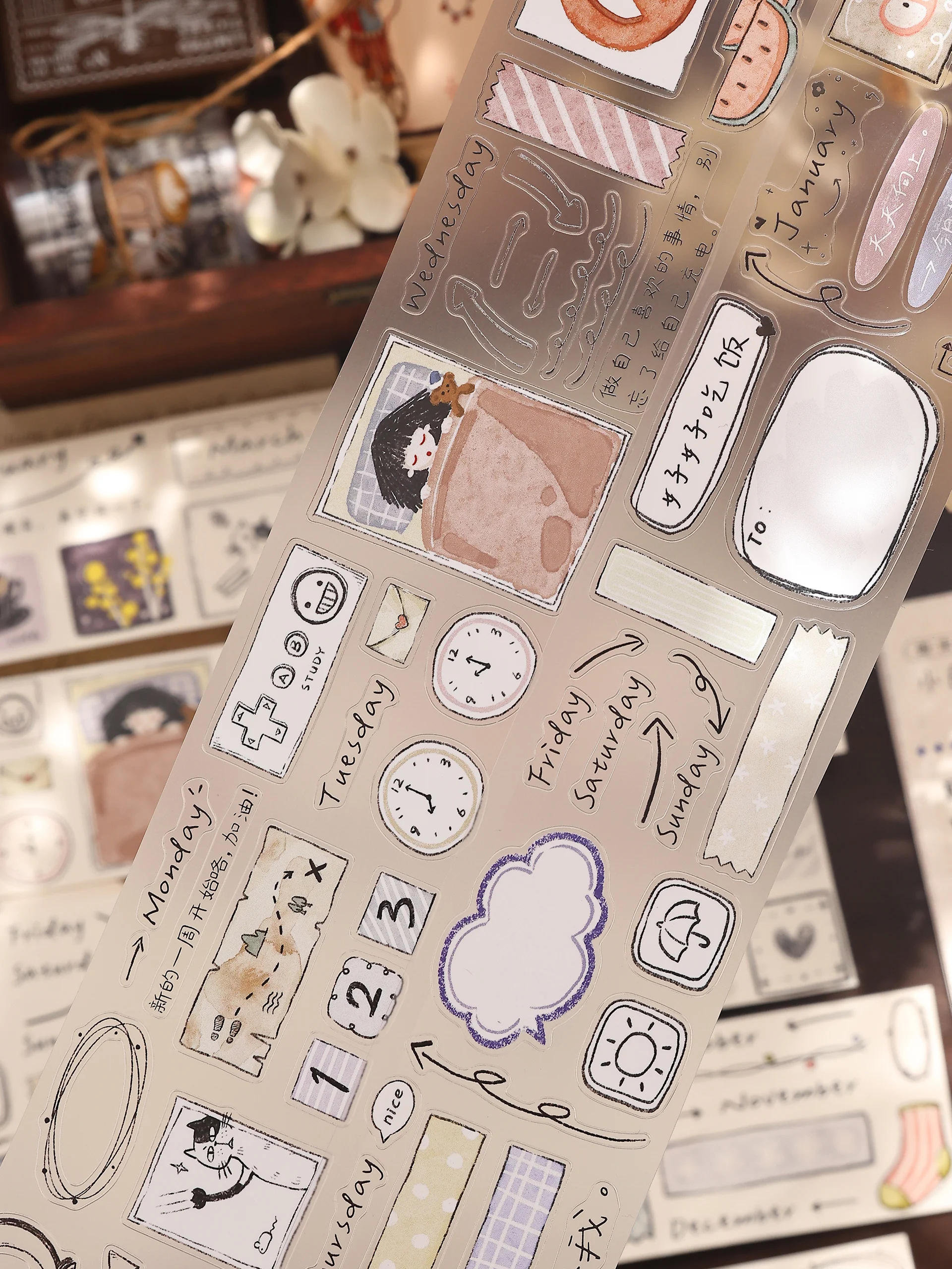 

Канцелярские товары Xiaobai «Тривиал» Легкая ретро-стиль в соленом стиле Daily Washi ПЭТ высеченная лента для скрапбукинга