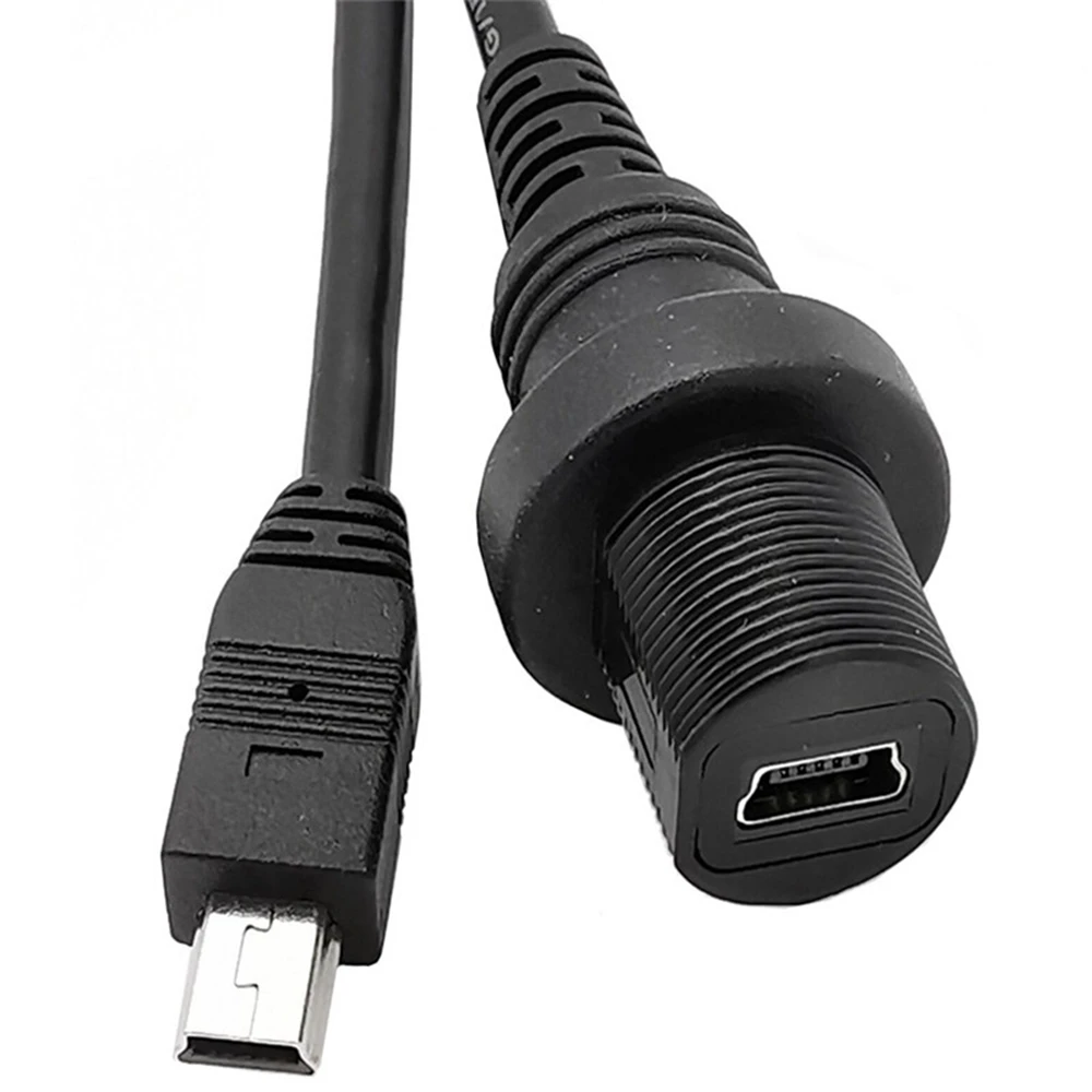 Câble Mini USB 0.2 mâle à femelle, câble d'extension étanche IP67, connecteur de montage sur panneau, 2.0 m, 1m