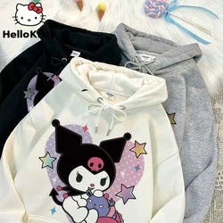 Bambini Sanrio Kuromi Cartoon felpa con cappuccio bambini autunno inverno nuovi pullover moda Casual carino abbigliamento ragazza manica lunga top 2023