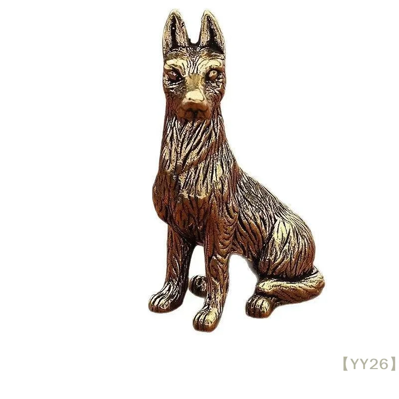 【YY26】Vintage Alloy Dog Figurine – Antique Hand-Polished Desk Decor Collectible for Dog Lovers