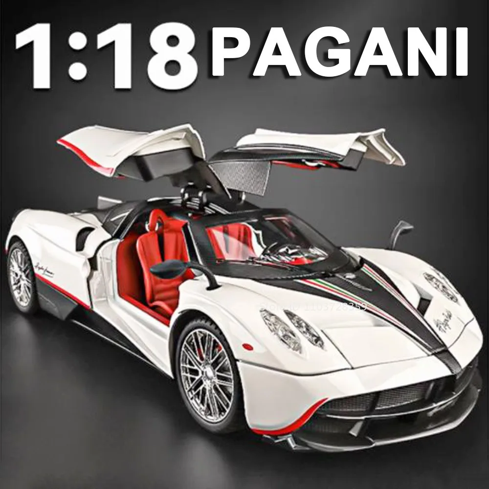 1:18 PAGANI Huayra ONE Supercar Modello Giocattoli Pressofuso in lega Auto sportive Suono Luce Porte aperte Tirare indietro Collezione Regali per bambini