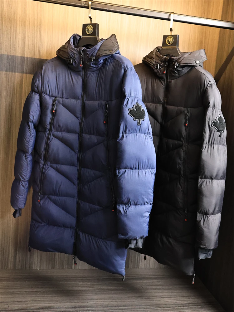 

Warmth Insulated Long Jaet for Men with Hood Outdoor Cotton Padded Coat Faionable Urban Sle Thiened Long Sve Zipper