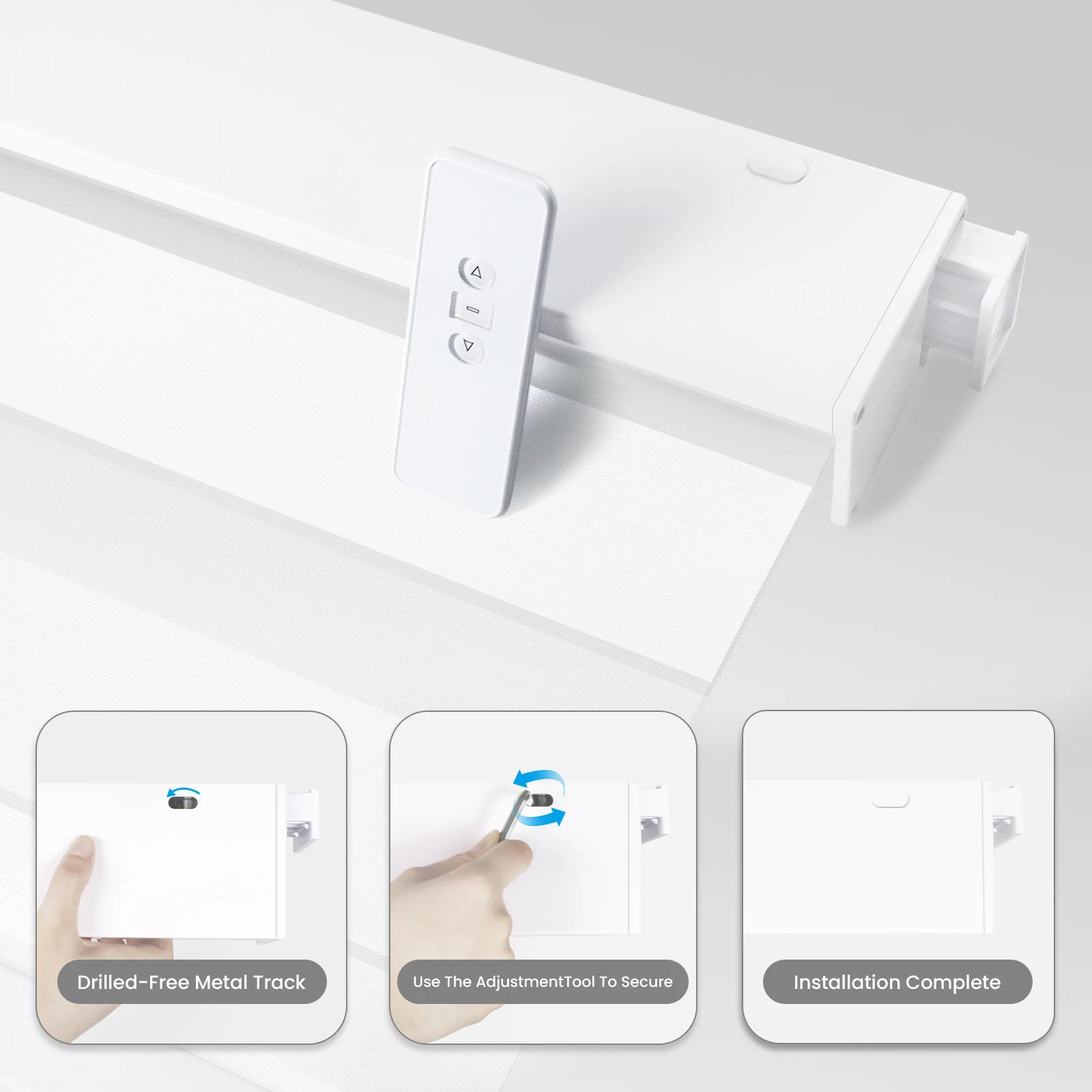High Quality Intelligent Zigbee Alexa Tu*ya Wifi Google Matter Automation Indoor No Drill Electric Double Motorized Blinds