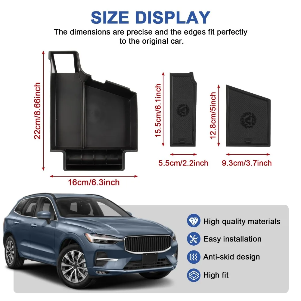 Volvo,センターコンソール,アームレスト,セカンダリオーガナイザートレイ,xc60,xc90,v60,s60,v90,2017-2018用の多機能カー収納ボックス