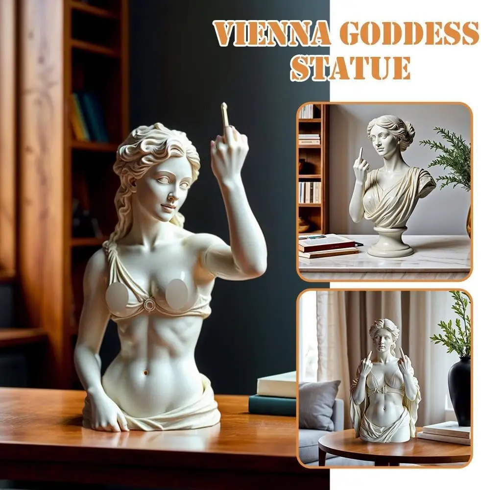 

Vienna Goddess Statue With Vertical Middle Finger Resin Craftsmanship 3d Mocking Goddess Ornament For Home Decor