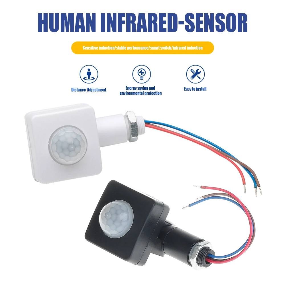 AC 85-265V PIR Saklar Sensor Gerak Luar Ruangan Saklar Lampu Inframerah Dalam Ruangan dengan Lampu LED Sensitif IP54 Waktu Tunda Pencahayaan Rumah