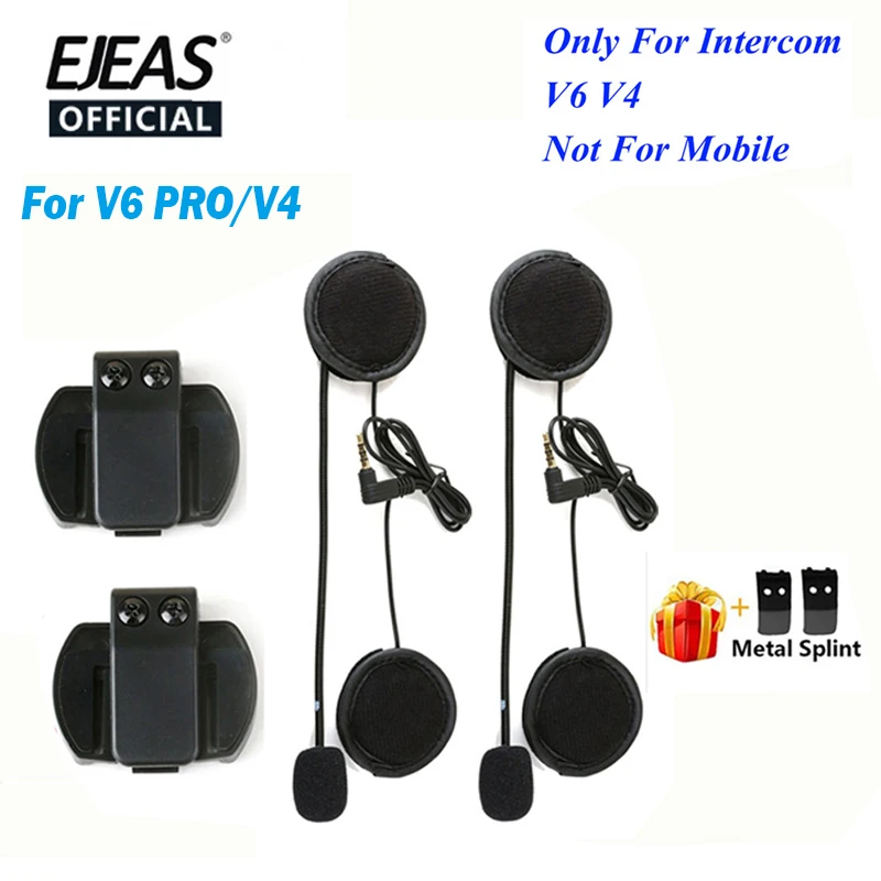 

For EJEAS V6 PRO Helmet Intercom Accessory Clip 3.5mm Microphone Speaker Headset for Vnetphone V4 Motorcycle Interphone